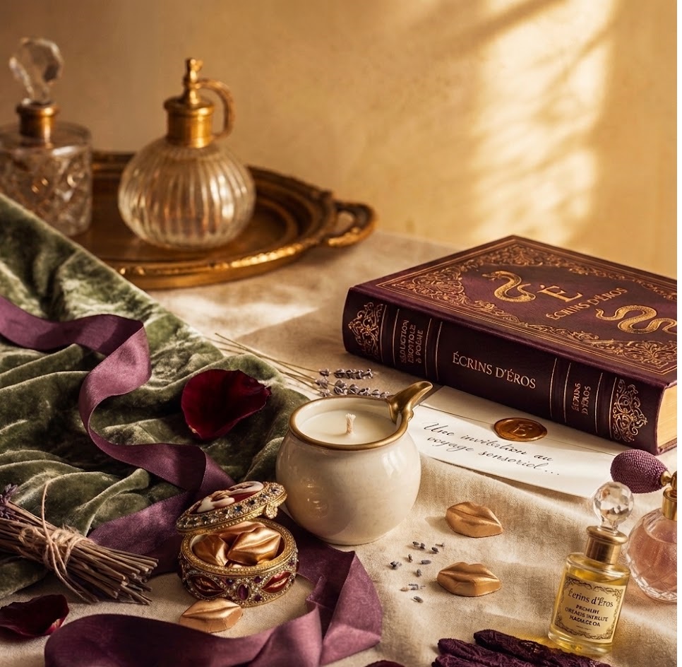 Le Cabinet des Désirs — livre, huile, bougie et chocolat
